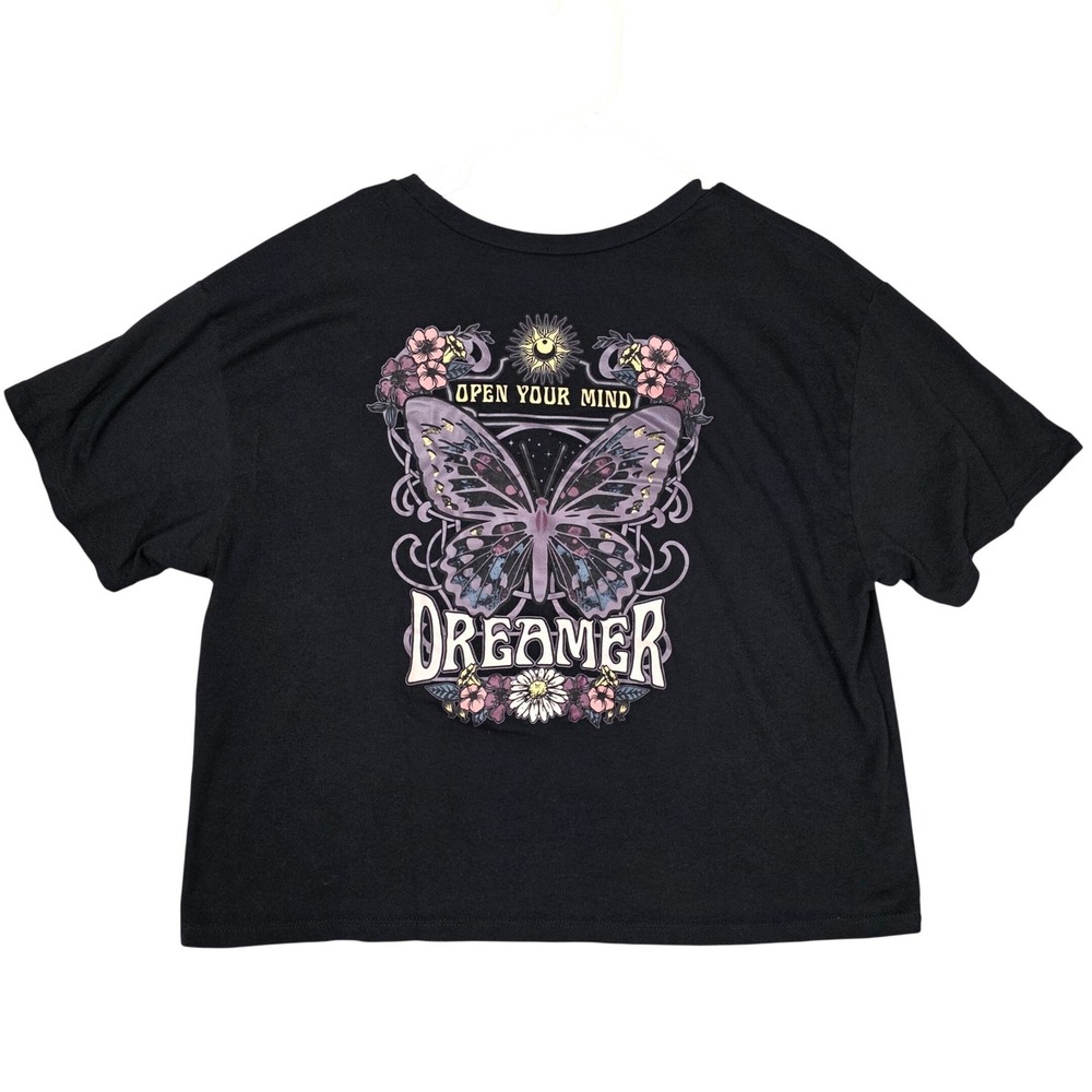 Social Scene Dreamer Butterfly Graphic Tee Open Your Mind Black XL